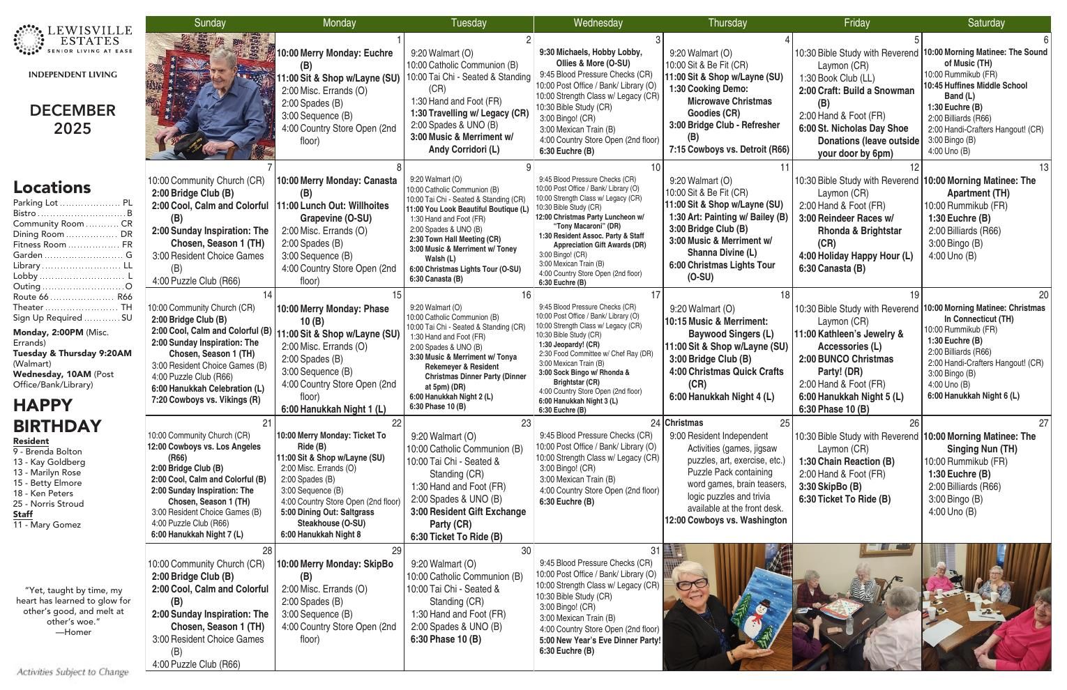 Independent Living Event Calendar